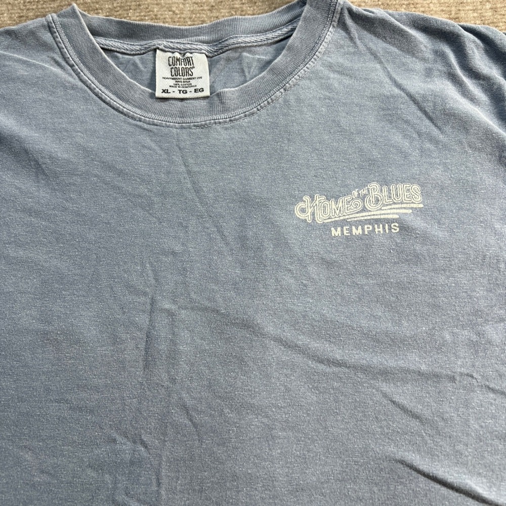 Comfort Colors Memphis Home of the Blues Graphic T-Shirt Blue Gray Mens XL - Picture 6 of 9